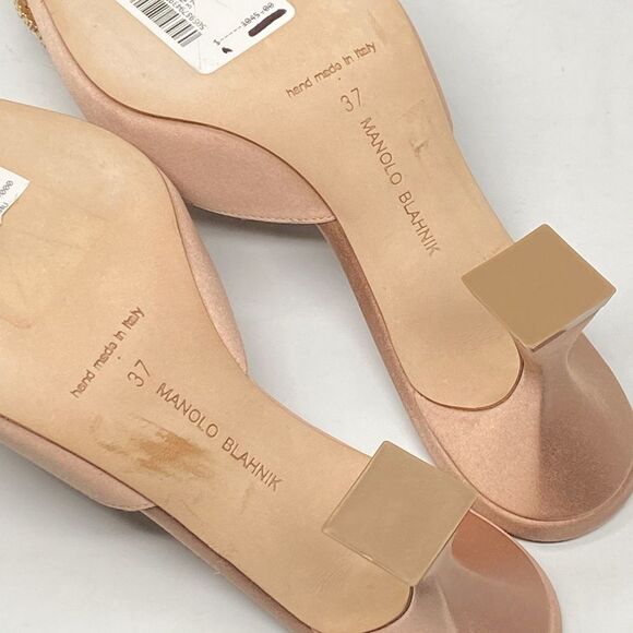 Manolo Blahnik Fabetamu 70 Embellished Satin Mules size 37 - Picture 16 of 16